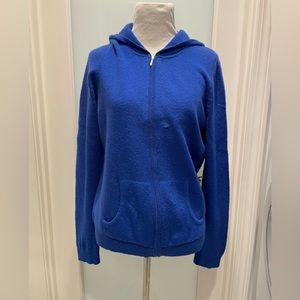 Charter club Cashmere blue hoodie zip front